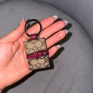 Coach Beige and Burgundy Key Chain